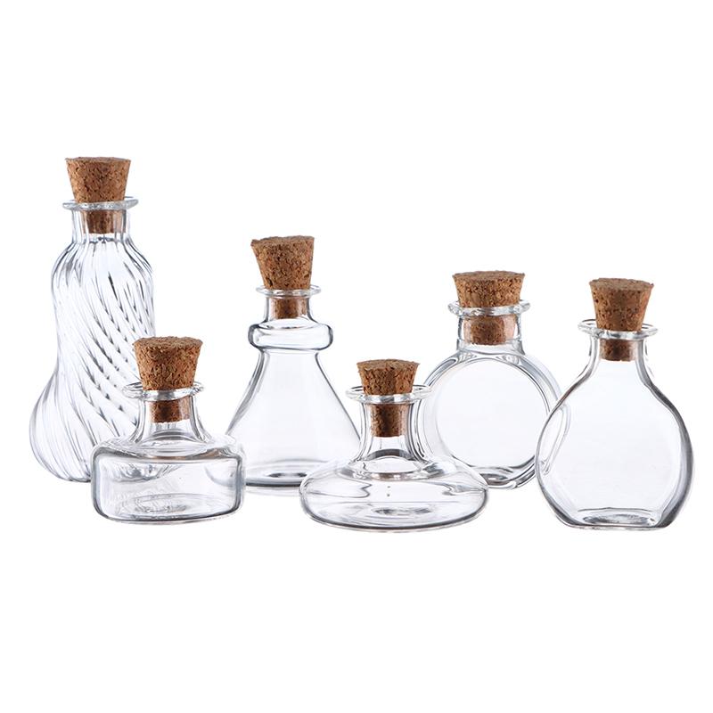 1:12 Dollhouse Mini Wish Bottle Glass Storage Bottle W/Cork Candy Jar Home Decor