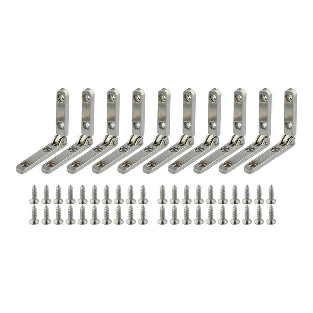 10 Pcs Small Hinges Jewelry Wooden Box Chest Case Hinges 90 Degree Folding Hinge Wooden Box Accessories Zinc Alloy with Screws