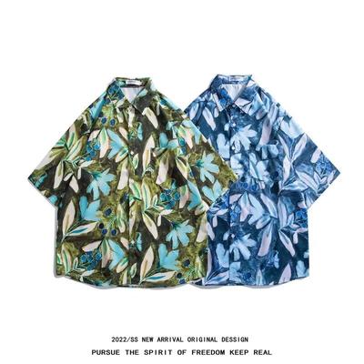 Men'S Retro Shirt, Men'S Summer Outfit, Student Loose Fit, Niche Design, Casual Men'S Top, Outerwear, Beach Top