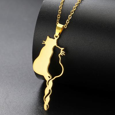 My Shape Lovely Cats Pendant Necklaces for Kids Cute Animals Kitten Charms Necklaces Stainless Steel Jewelry Valentine's Day