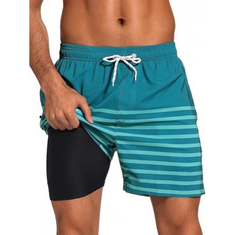 Mens Quick-Dry Board Shorts Swim Trunks With Print Design Beach Surfing Swimming Outdoor Activities