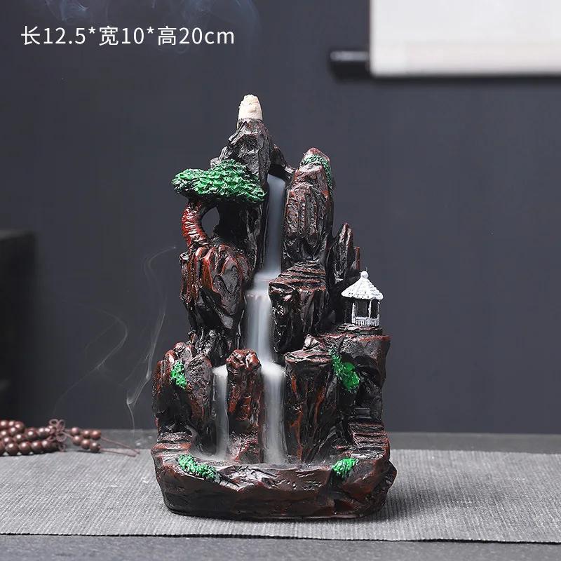 Resin Alpine Flowing Water Aromatherapy Furnace Ornamental Sandalwood Creative Rockery Backflow Incense Furnace, Home Decoration