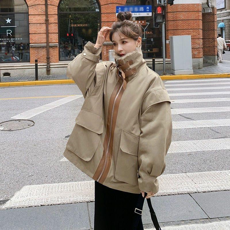 High-end fur integrated Parker cotton clothes women's winter new plush thickened large fur collar cotton-padded coat