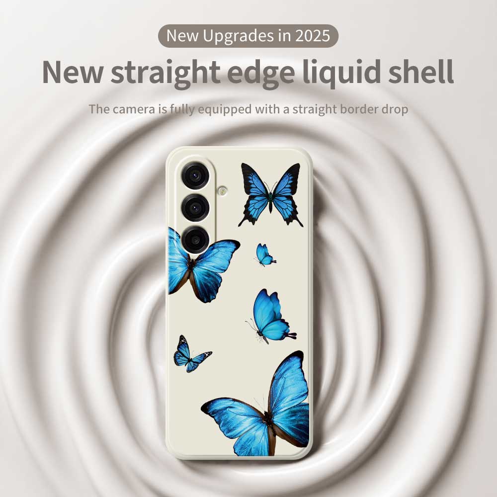 For Samsung Galaxy A17 5G Case Blue Butterflies Pattern Printing Straight Edge TPU Phone Back Cover