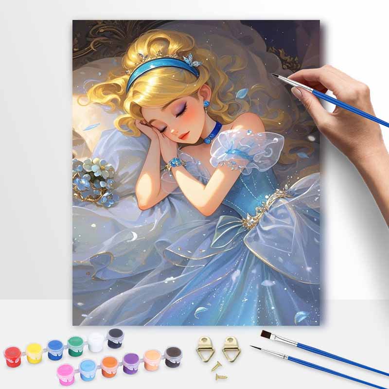 Disney Princess Dream Painting Kit, Hand Painted Canvas DIY Home Decor 20x30cm