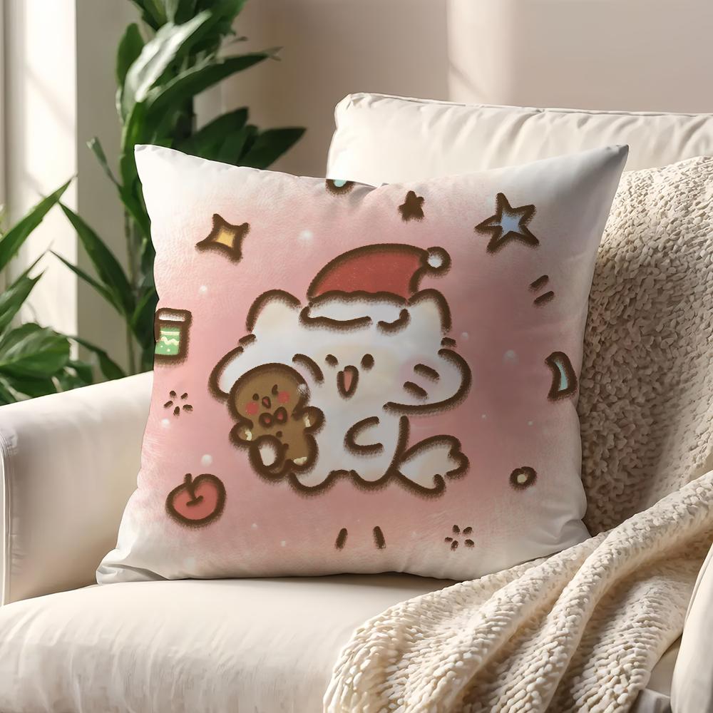 Christmas Cartoon Cat Snowy Day cushion cover Pillow Cover Decoration Room Home Sofa living Office Car Nordic Simplicity