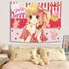 Kawaii Sugar S-Soldier Anime Girls Tapestry Pastel Striped Background Wall Hanging for Girls Bedroom Decor Moe Girl Decor