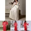 Elegante Camicia da Notte da Donna in Raso di Seta con Pizzo Lingerie Kimono Abbigliamento da Notte Lunga Vestaglia