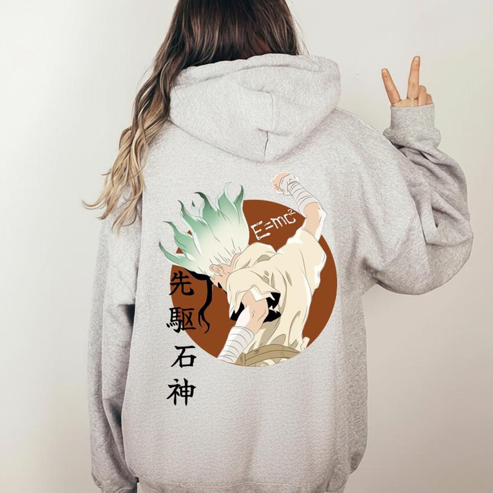 Unisex Stone Anime Hoodie, Retro Vintage 90s, Japanese Manga Hoodie, Graphic Anime Sweater, Otaku Manga Shirt M