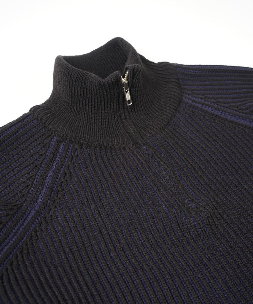 BIRBANTE Multi-Blend Half Zip Knit - Black/Navy