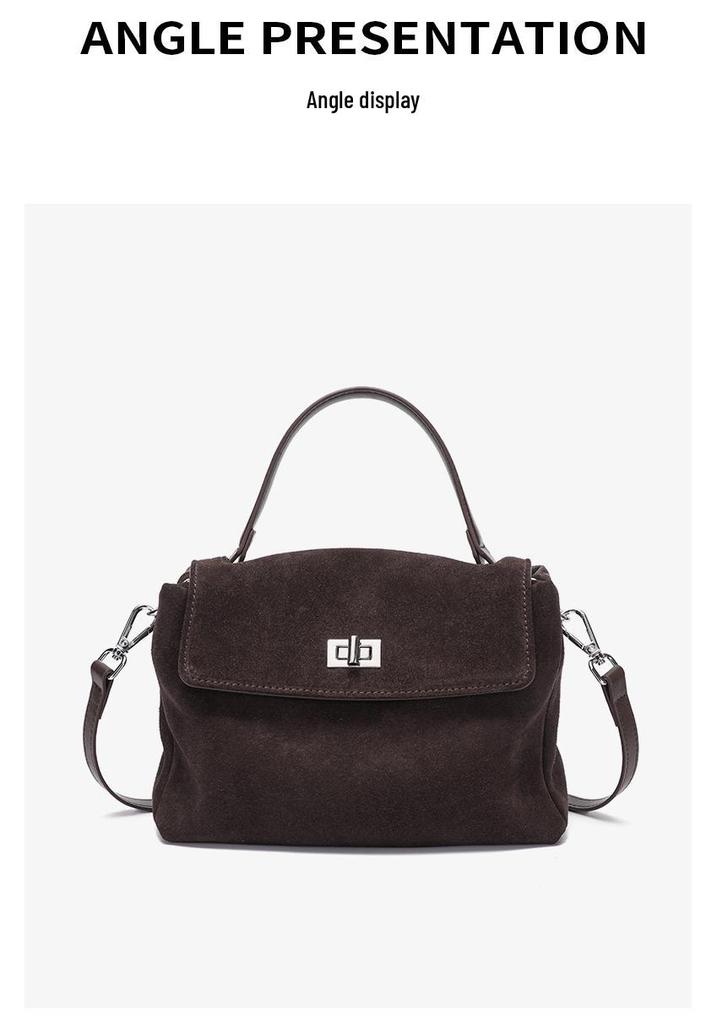 Women's Frosted Cowhide Large Capacity Crossbody Handbag - Autumn/Winter Fashion