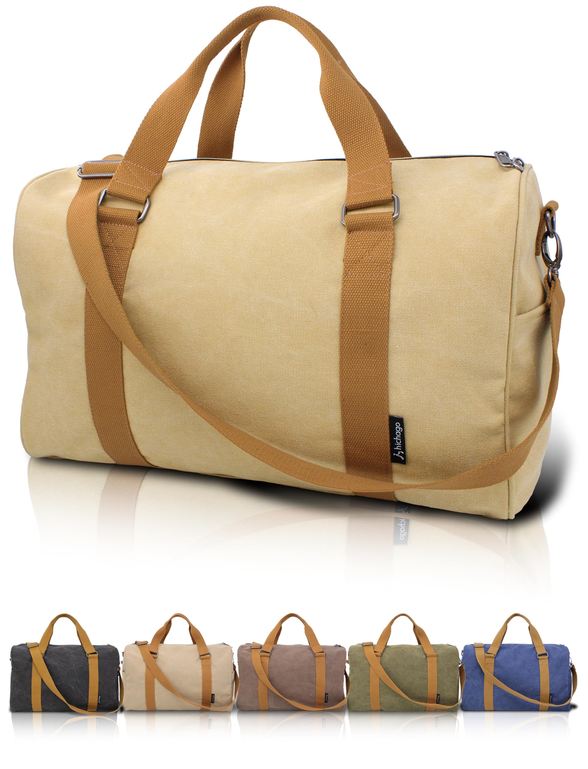 

hichago Boston Bag Canvas Travel 40L Large Capacity 3WAY Shoulder Strap Compatible Large [Thick Fabric] Carry-On Carry-On (Kinako, (CanBoss))