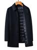 Men's Mid-Length Wool Coat with Goose Down for Autumn Winter - Cashmere Overcoat for Middle-Aged and Elderly