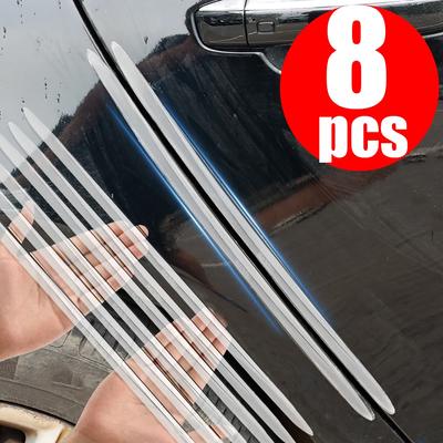 2/8PCS Car Transparent Anti-collision Strip Bumper Sticker Extended Doors Edge Car Body Scratch Decorative Protector Accessories