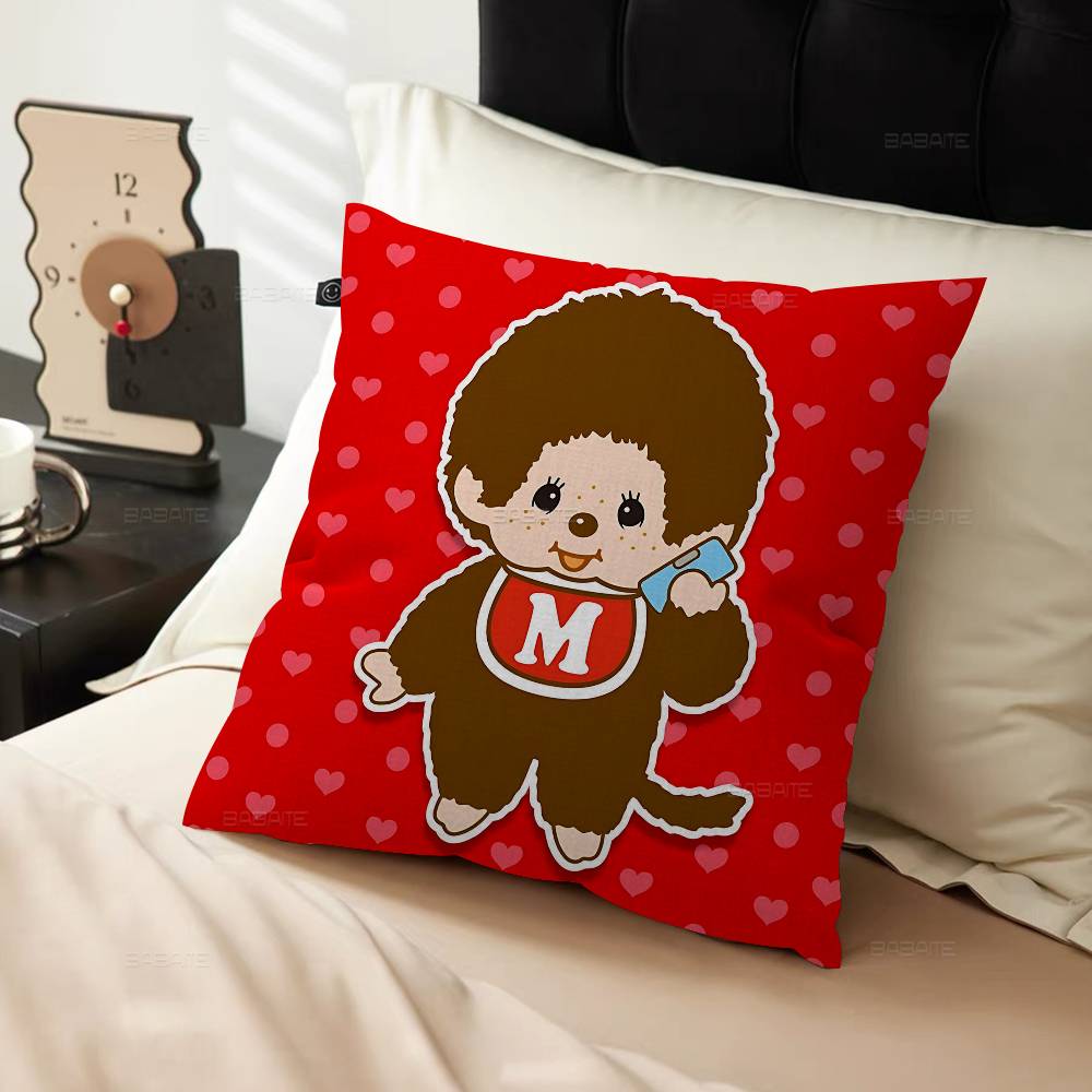 Cartoon Lawaii Anime M-Monchhichi Maple Design Cushion Cover Happy Autumn Harvest decor Holiday Decorati Pillow Cover