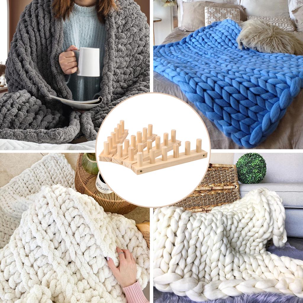 Drewniany krosno Gruba dzianinowa maszyna do robienia koców Rękodzieło DIY Narzędzie do dziergania ręcznego Zestaw do ręcznego tkania do robienia koców Rękodzieło