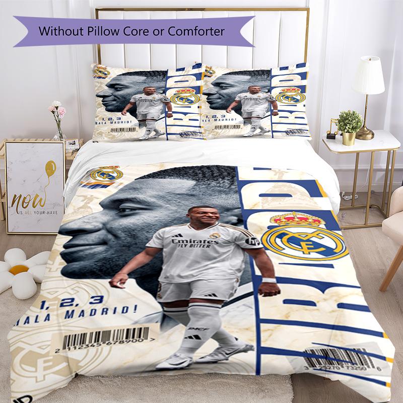 Mbappe Bedding Set Breathable Duvet Cover with Pillowcases Decorative Bed Linen for Bedroom Home Decoration Birthday Gift