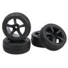 4Pcs Remote Control Rubber Tires with Plastic Rims Wheel 5 Spoke Tyres for 1/10 RC Car
