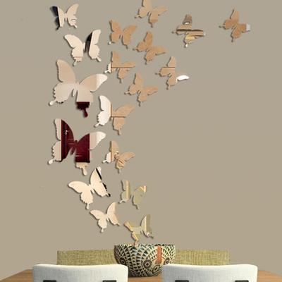 12 Pcs Fashion Popular Removable Mural Decal 3D Mirror Wall Sticker Home Decor PVC Butterflies
