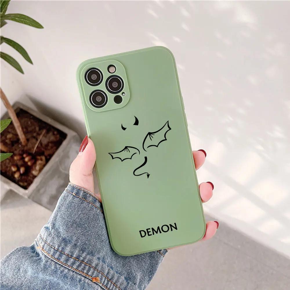 Cartoon Demon Angel Couple Phone Case for IPhone 15 14 13 12 11 Pro XS MAX 7 SE2 X XR 8 14 Plus Clear Soft Silicone Cover Fundas