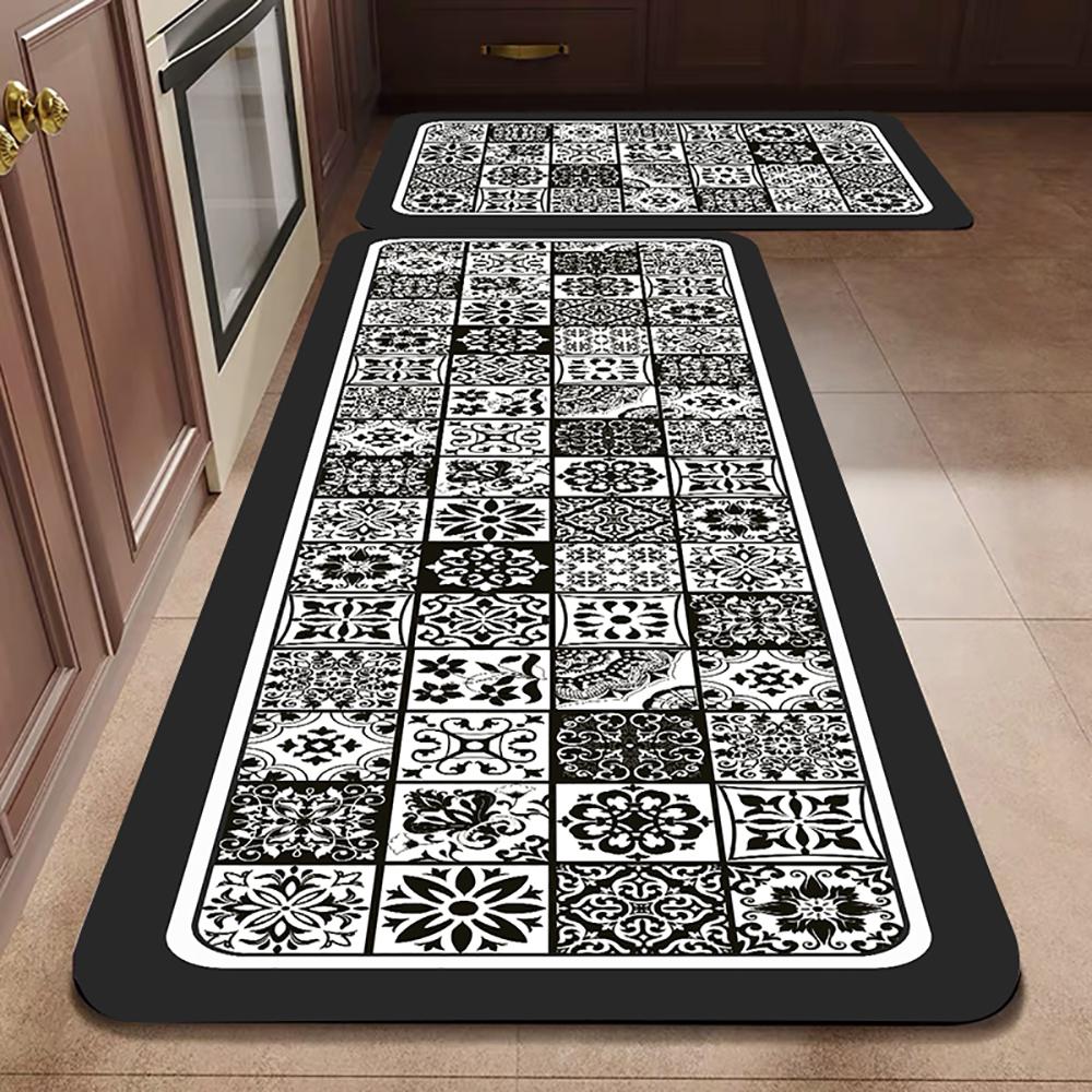 1/2PCS Kitchen Oil-Resistant Floor Mat, Bathroom Absorbent Quick-Drying Carpet, Anti-Slip Doormat For Home Decoration