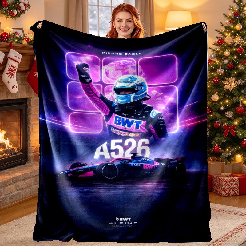 BWT Alpine F1 Racing Team (2) Pattern Blanket for Home Decoration, Bed, Sofa, Car Travel, Camping, Suitable for All Seasons, Birthday Christmas Gift