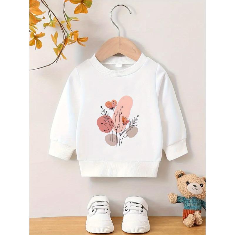 Kids Crewneck Pullover Sweatshirt, Creative Graphic Print 110 белый