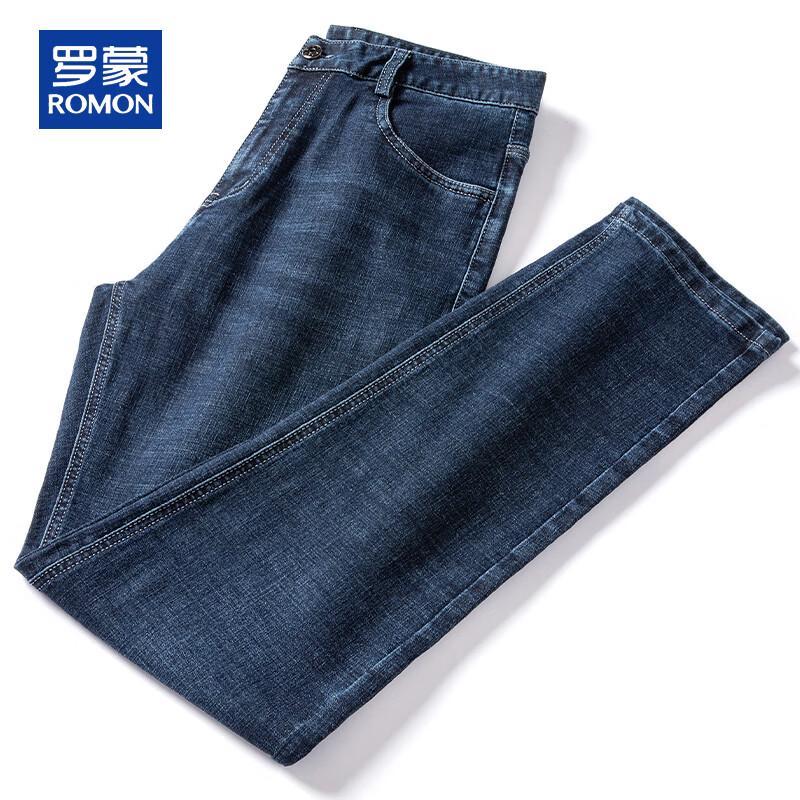 ROMON Men's Spring Autumn Casual Straight Fit Stretch Jeans