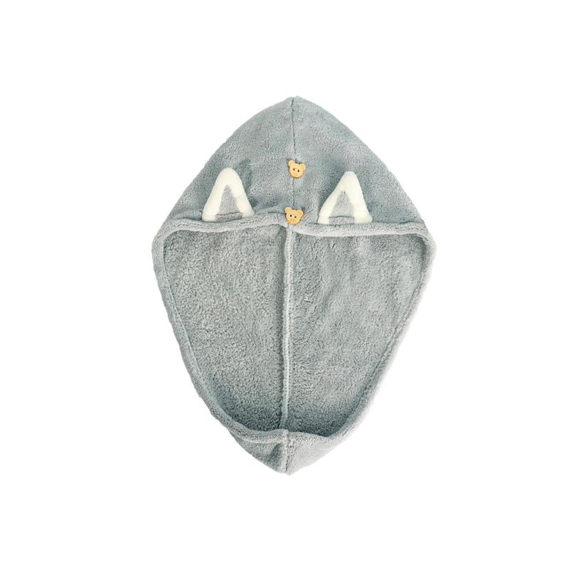 Quick Dry Hair Towels Women And Child Cute Cat  Ear Super Absorption Thicker Microfiber Turban Towels With Bear Buttons