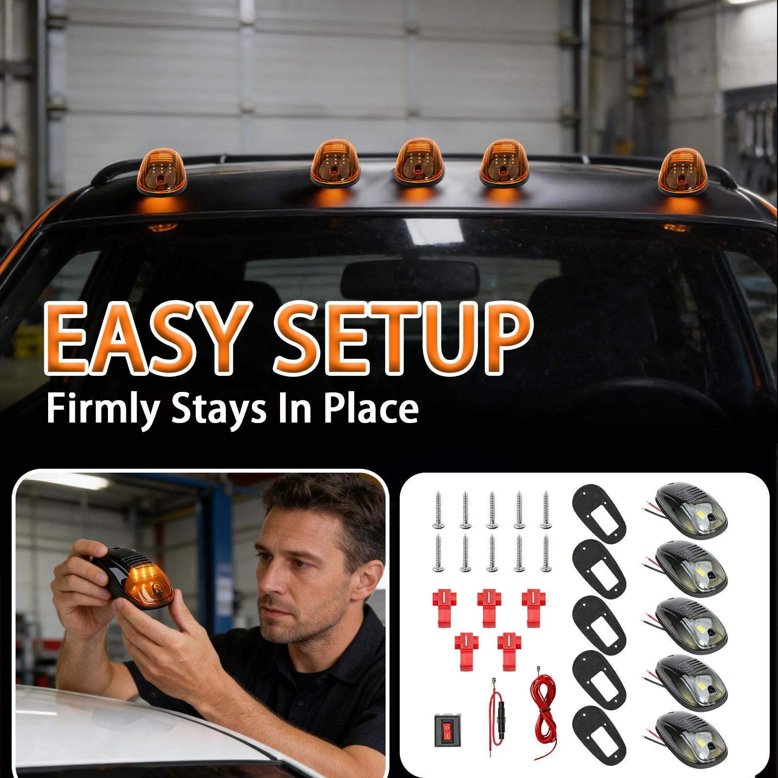 

Solar Powered Cab Lights For Trucks - No Drill Wireless Installation, With Motion Sensors | Auto /Off, Vibration Activated LED Lights One Size