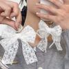 Korean Cute Lace Bow Pearl Beaded Phone Pendant Chain Accessories Aesthetic Ballet Shoes Camera Bag Decoration Keychain Gift