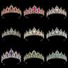 Bride's Crown Colorful Rhinestone Headband Baroque Alloy Crown Wedding Dress and Evening Gown Accessories Hair Ornaments Colorful Diamonds