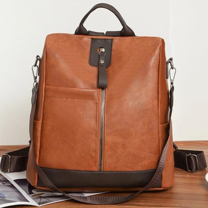 Fashi Large Capacity High Quality PU Zipper Women's Backpacks 2026 New Simple Versatile Classic Style Commute Shoulder Bags