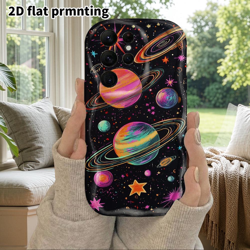 Phone Case: 2D Flat Samsung Galaxy A34 A35 M05 M06 S20 S22 S21 FE Plus 5G Protective Case, Couple Style, Colorful Planet, Christmas and Halloween Gift