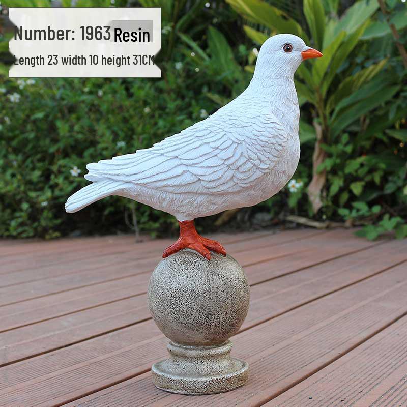 Resin White Pigeon Figurine for Outdoor Garden Decoration