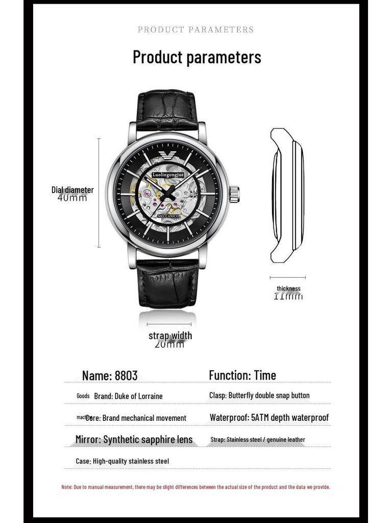 Duke of Lorraine Men's Luminous Mechanical Watch