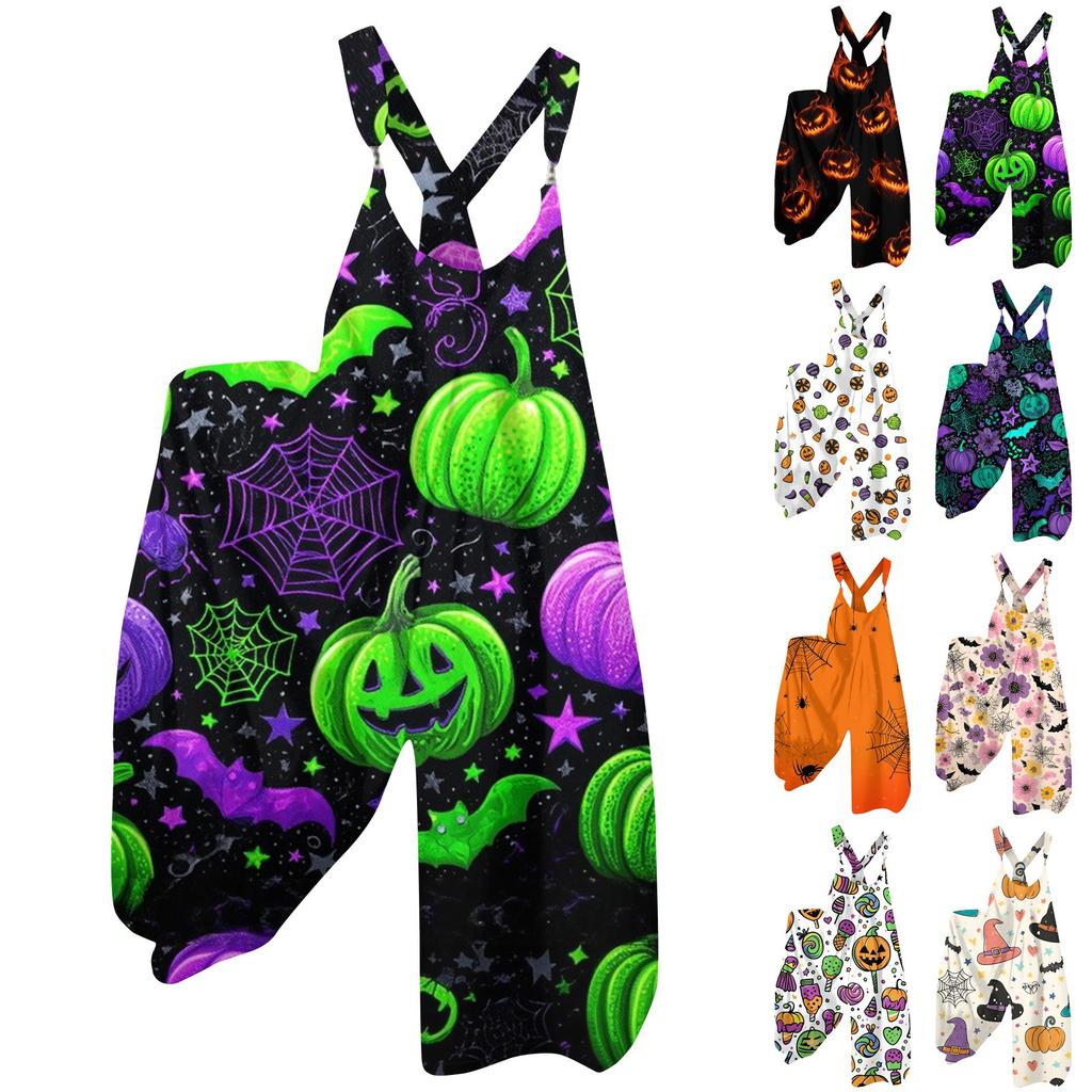 Damesommeroveraller Blomstertrykk Vintage Jumpsuit (Ikke-justerbare stropper)