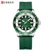 CURREN Men's Fashion Quartz Watch Outdoor Large Dial Luminous Waterproof Silicone Strap Sport Wristwatch