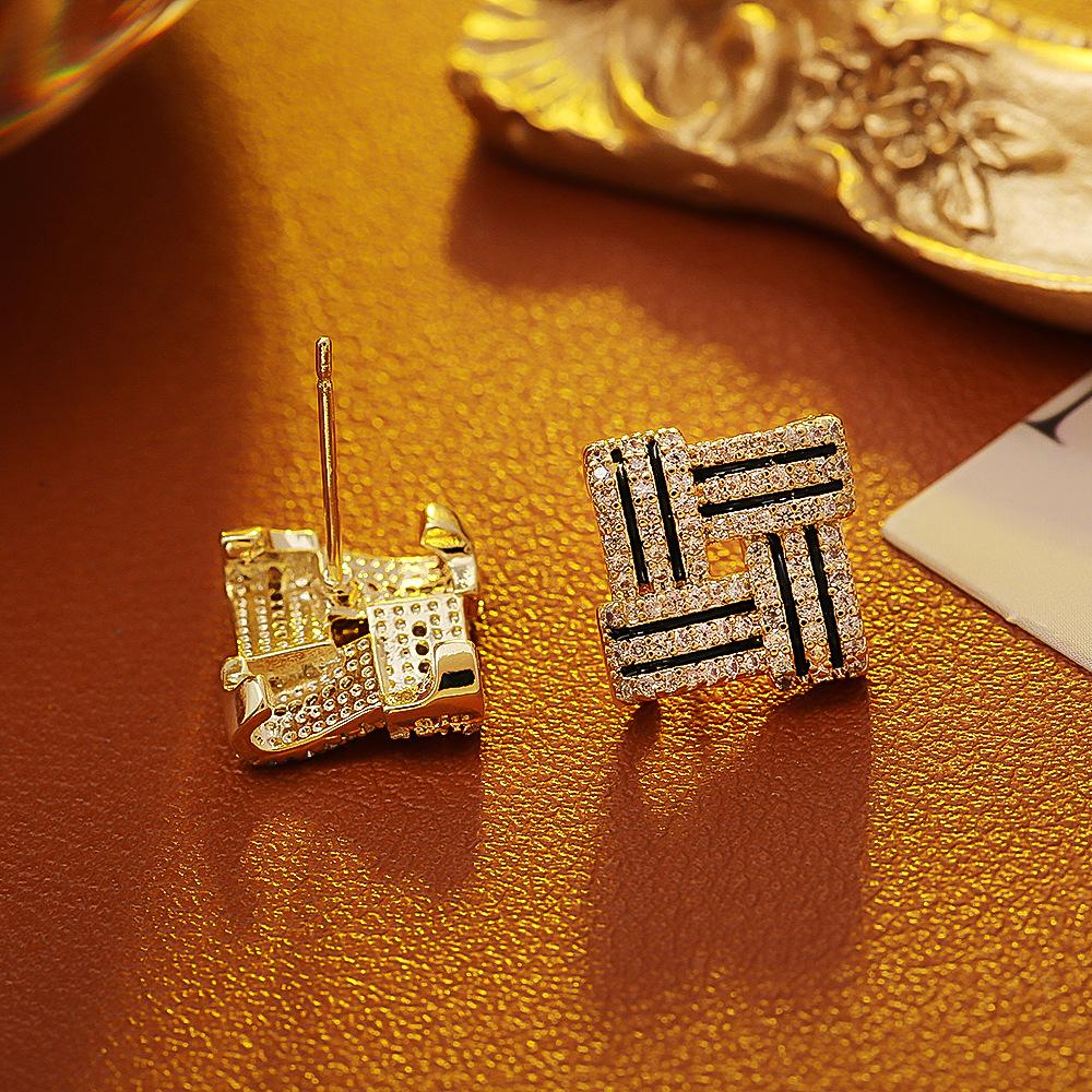 Fashionable Earrings With Retro Micro Inlaid Zircon Drip Oil Earrings For Women