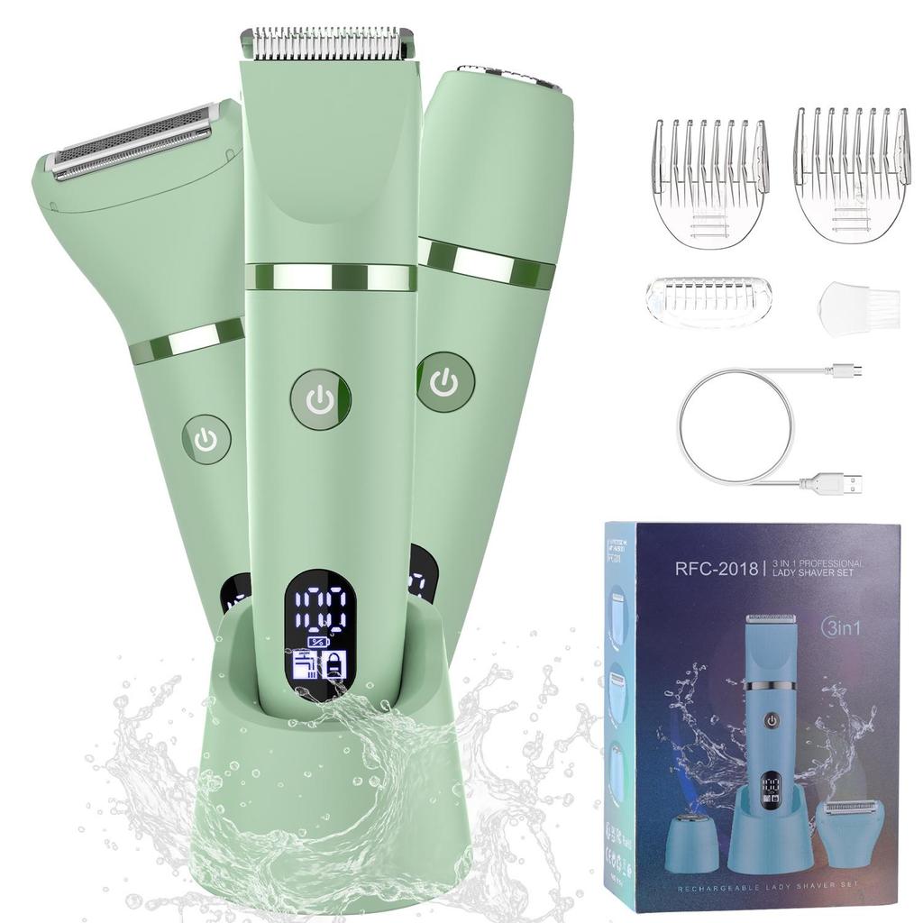 3-in-1 Electric Shaver Epilator with Digital Display Unisex Trimmer for Intimate Area Underarm Leg Hair Safe Precise Versatile