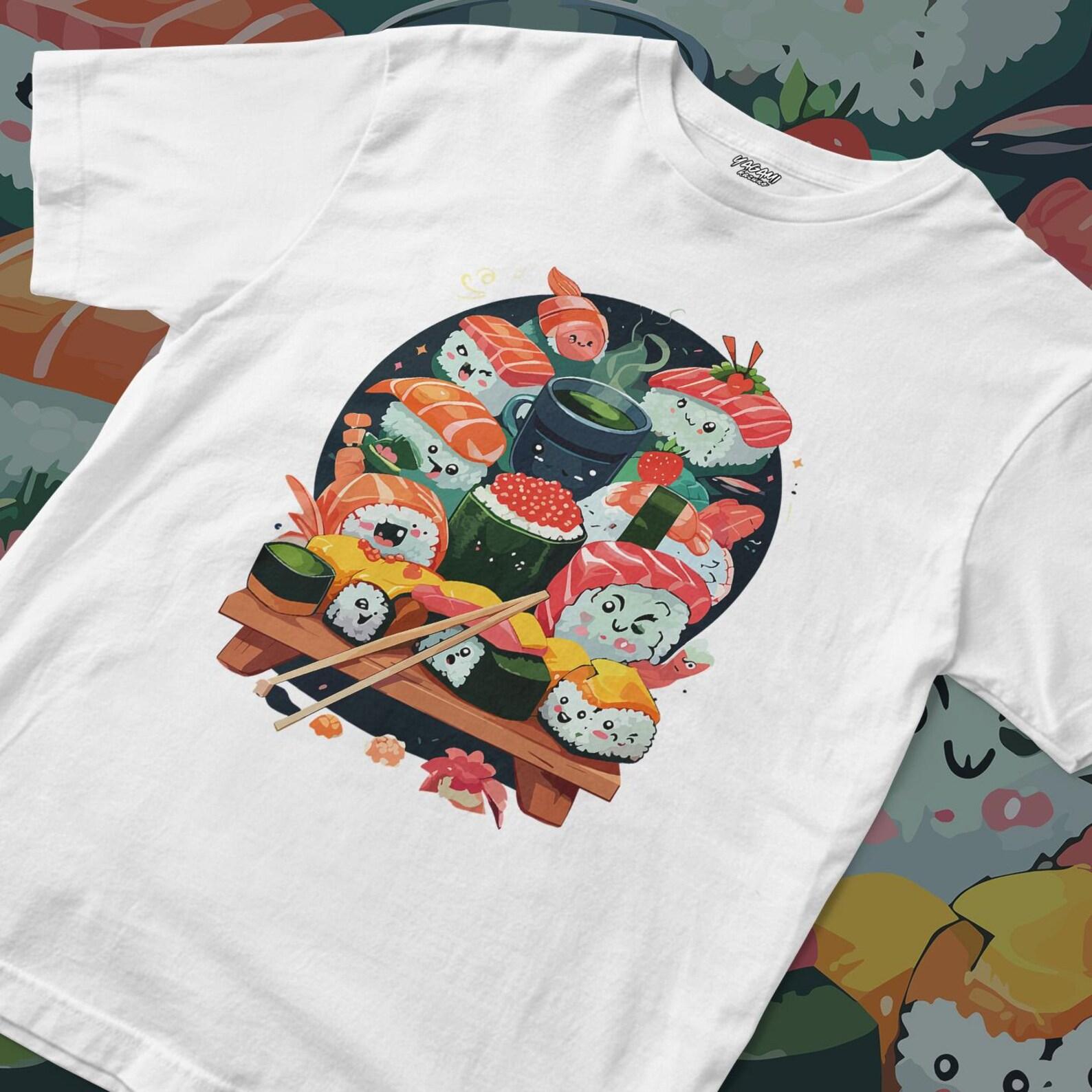 Kawaii Sushi Party T-Shirt | Japanese Food Lover Tee L