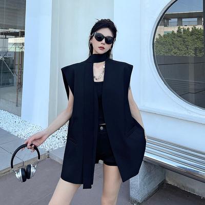 Simple Tailored Waistcoat Vest for Women Elegant Sleeveless Top Casual Lazy Style Fashion Versatile
