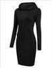 Women's Long Sleeve Hoodie Dress with Drawstring Hood and Front Pocket Casual Slim Fit Pullover Sweatshirt Dress