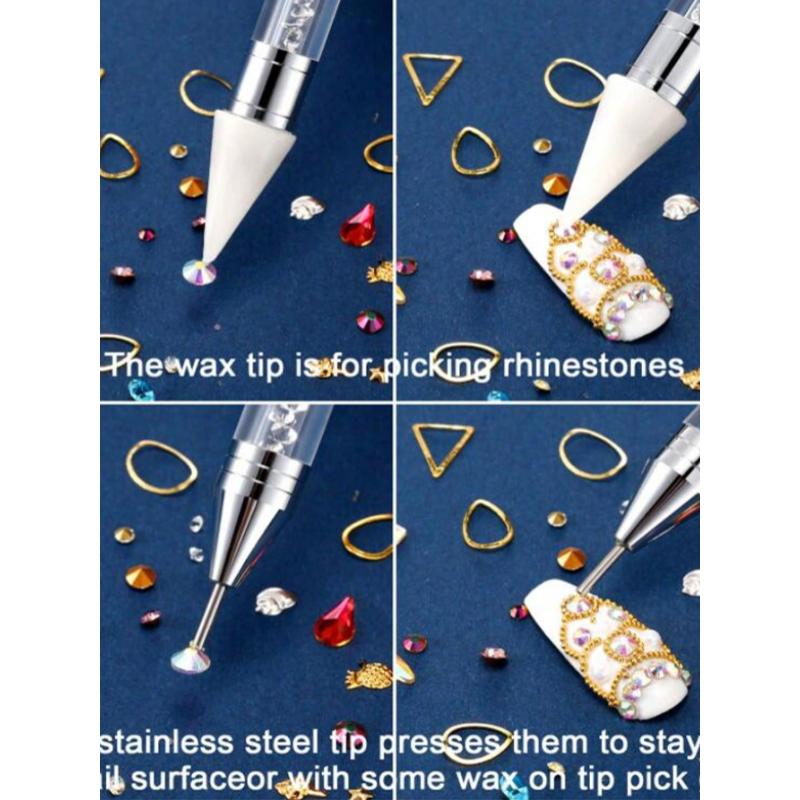 12 Grids  Clear Rhinestones Flatback Shiny Crystal Ab Nail Art Gems With Tweezer And Rhinestone Picker Dotting Pen Nail Art Tools For Nails