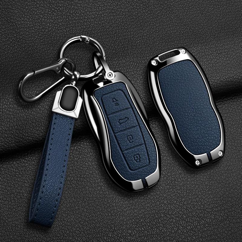 Interior Mouldings 4 Buttons Car Key Cover Case Shell For Ford EQUATOR JMC Plus 5 6 7 Sport EcoBoost Zinc Alloy Leather Protect