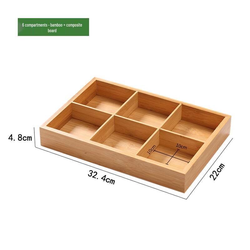 

ZISIZ Bamboo 6-Compartment Serving Tray (2-Pack)