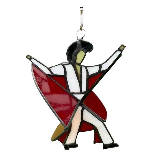 Acrylic Dancing King Hanging Decoration Handmade Stained Glass Dancer Lord Ornament Spinner Sun Catcher Outdoor Garden Yard Window Decor