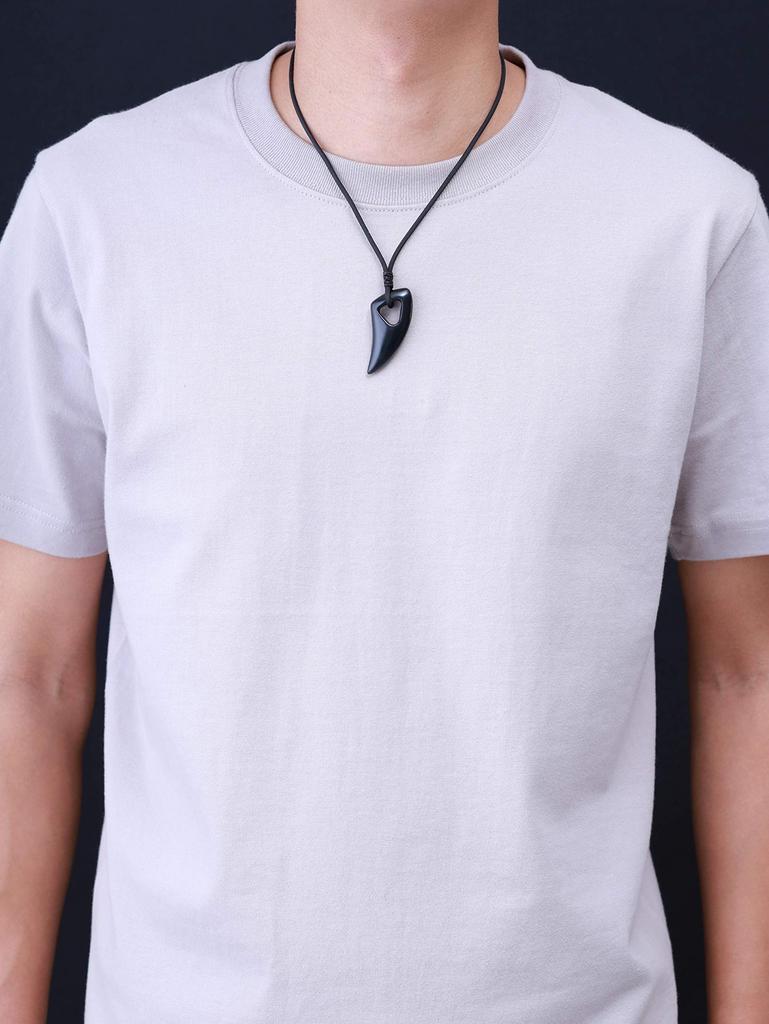 Obsidian Ulvetann Justerbar Beskyttelse fra Lykkebringende Sjarm [KOAI] Anheng/Halskjede, Lengde, Herre, Amulett, Ondskap, Lykke,