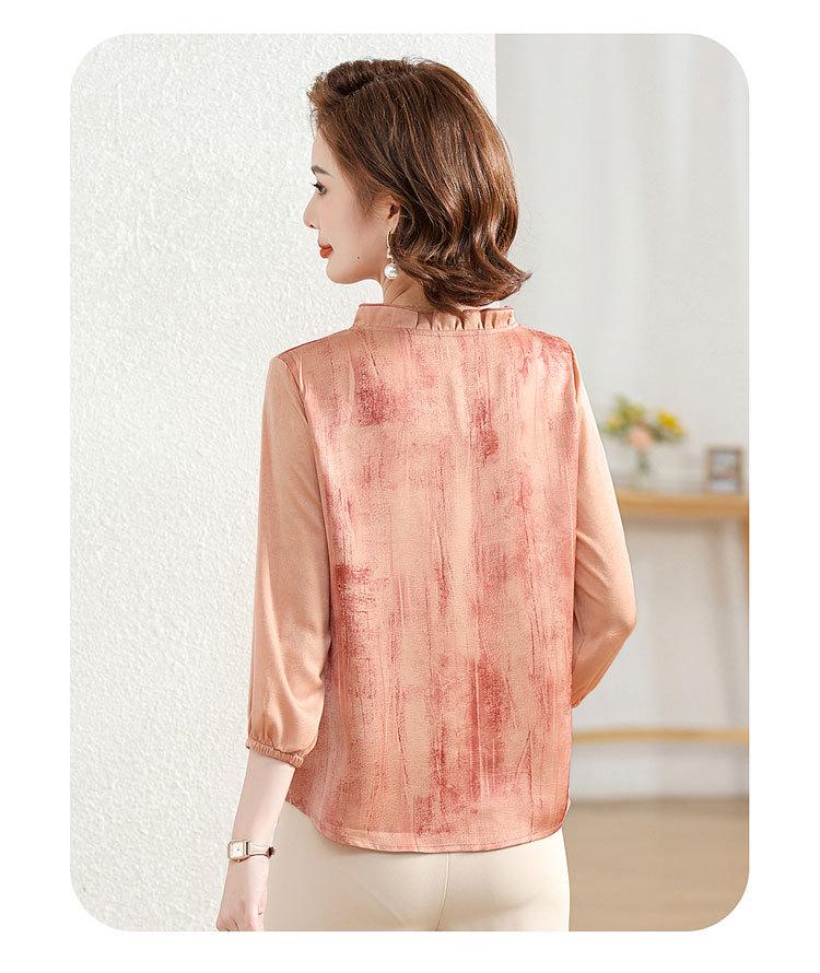 2025 New Spring/Autumn Fashion Set for Middle-Aged Women: Seven-Sleeve Chiffon Blouse