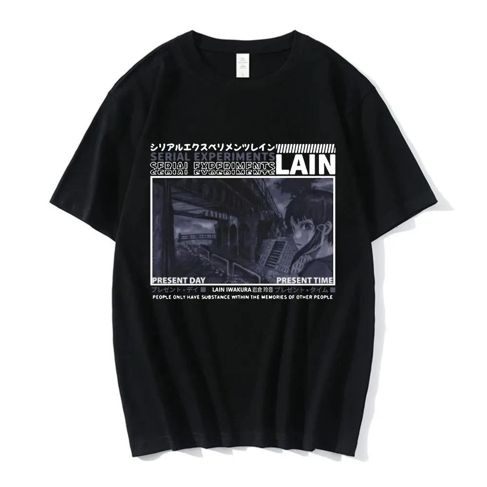 Serial Experiments Lain Gothic Manga Panels T-Shirt, Unisex Cyberpunk Anime Streetwear Tee, 100% Cotton Casual Short Sleeve Top